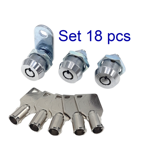 CD Tubular lock 15.9mm 5/8" keyed alike 18 locks / 5 keys 